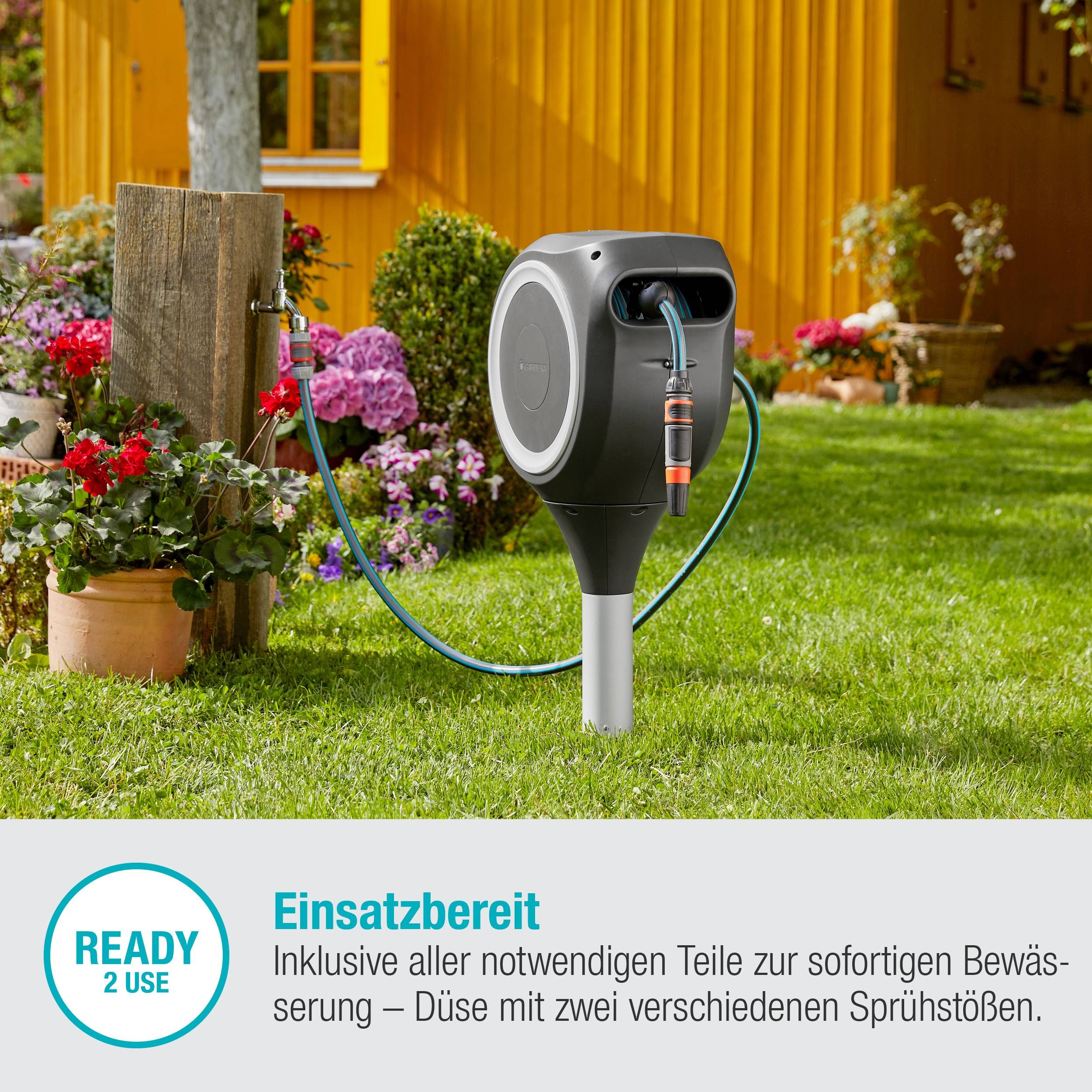 Gardena Garten-Schlauchbox RollUp M, 20 m, weiß