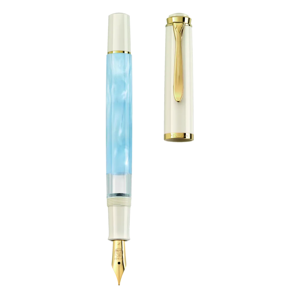 Pelikan Kolbenfüller Classic M200 Pastell-Blau Federbreite M im farblich passenden Etui