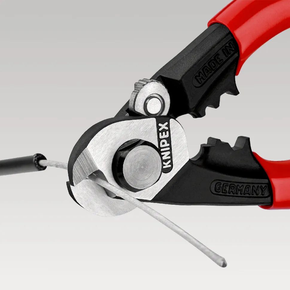KNIPEX 95 62 190 Drahtseilschere geschmiedet mit Mehrkomponenten-Hüllen 190 mm