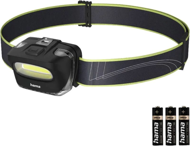 Hama LED-Stirnlampe "HL110", Batterien, COB, Kopflampe zum Joggen, Sport, 2 Modi