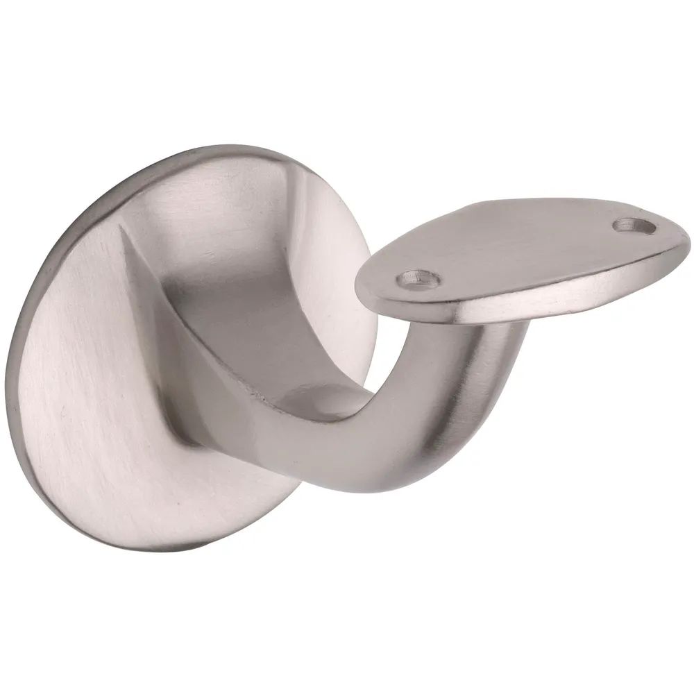 Marchesi Handlaufträger mit gewölbter Auflage, Wandabstand 65mm, Messing vernickelt matt