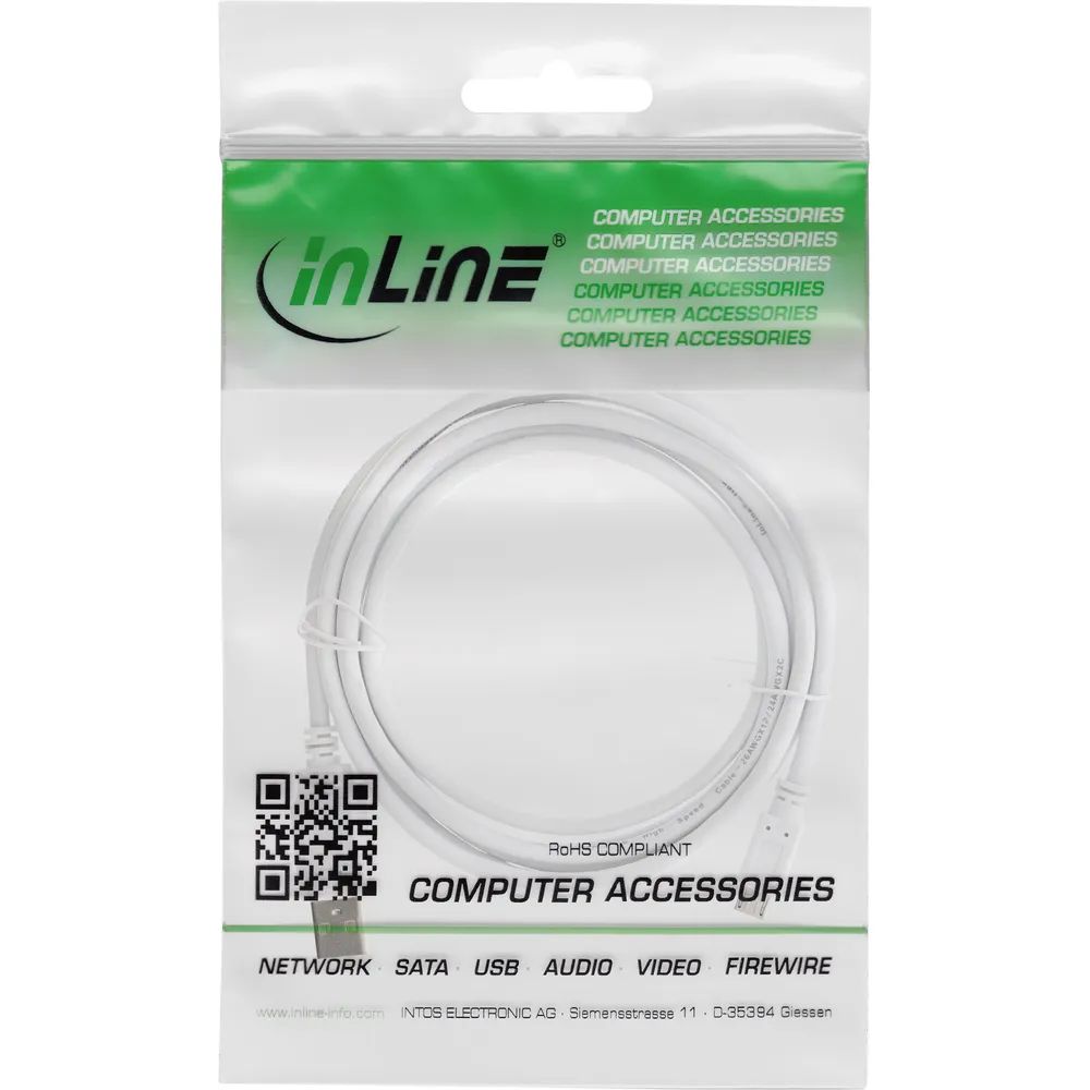 InLine Micro-USB 2.0 Kabel - USB-A Stecker an Micro-B Stecker - weiß - 1,5m