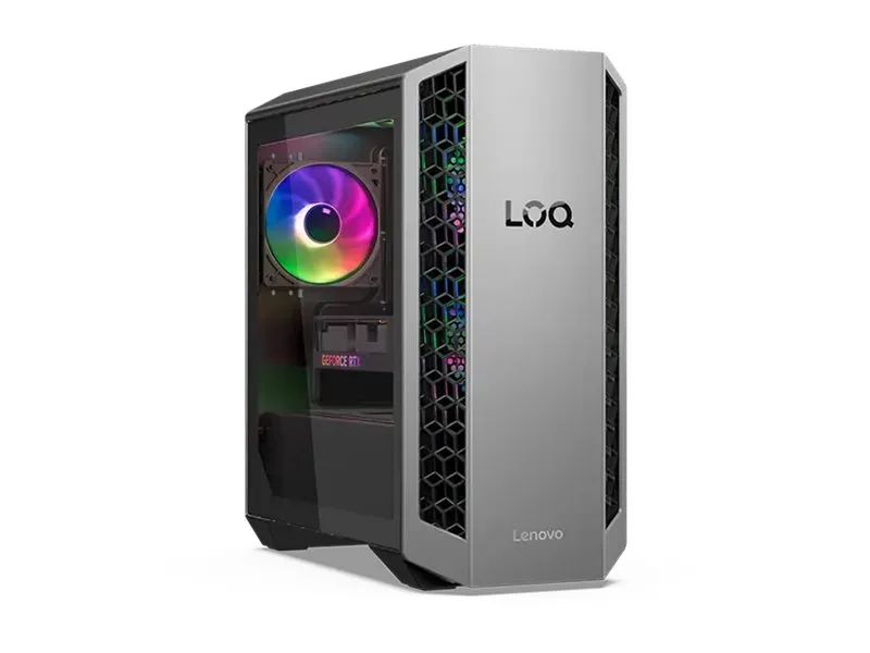 Lenovo LOQ 26ADR10 91DF - Tower - Ryzen 7 8745HX / 3.6 GHz - RAM 32 GB - SSD 1 TB - NVMe - GeForce RTX 5070 - 1GbE, Wi-Fi 6, Bluetooth, Wi-Fi 7 - WLAN: 802.11a/b/g/n/ac/ax/be, Bluetooth 5.4 - Win 11 Home - Monitor: keiner - luna grau (vorderer Rahmen