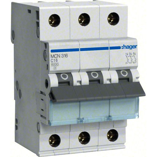 Hager LS-SCHALTER 3P 16A-C 6KA 3PLE / HAGER MCN316