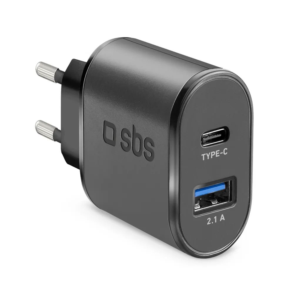 SBS Netzlader, 1x USB-C & 1x USB-A, 10W