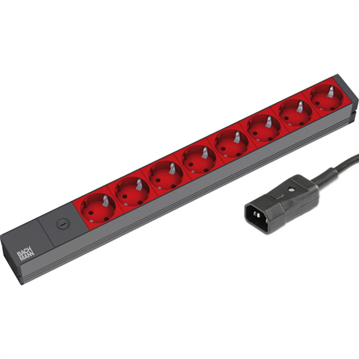 Bachmann Steckdosenleiste (Rack - einbaufähig) - Wechselstrom 250 V - 3.6 kW - Eingabe, Eingang IEC 60320 C14 - Ausgangsanschlüsse: 8 (power CEE 7/7)