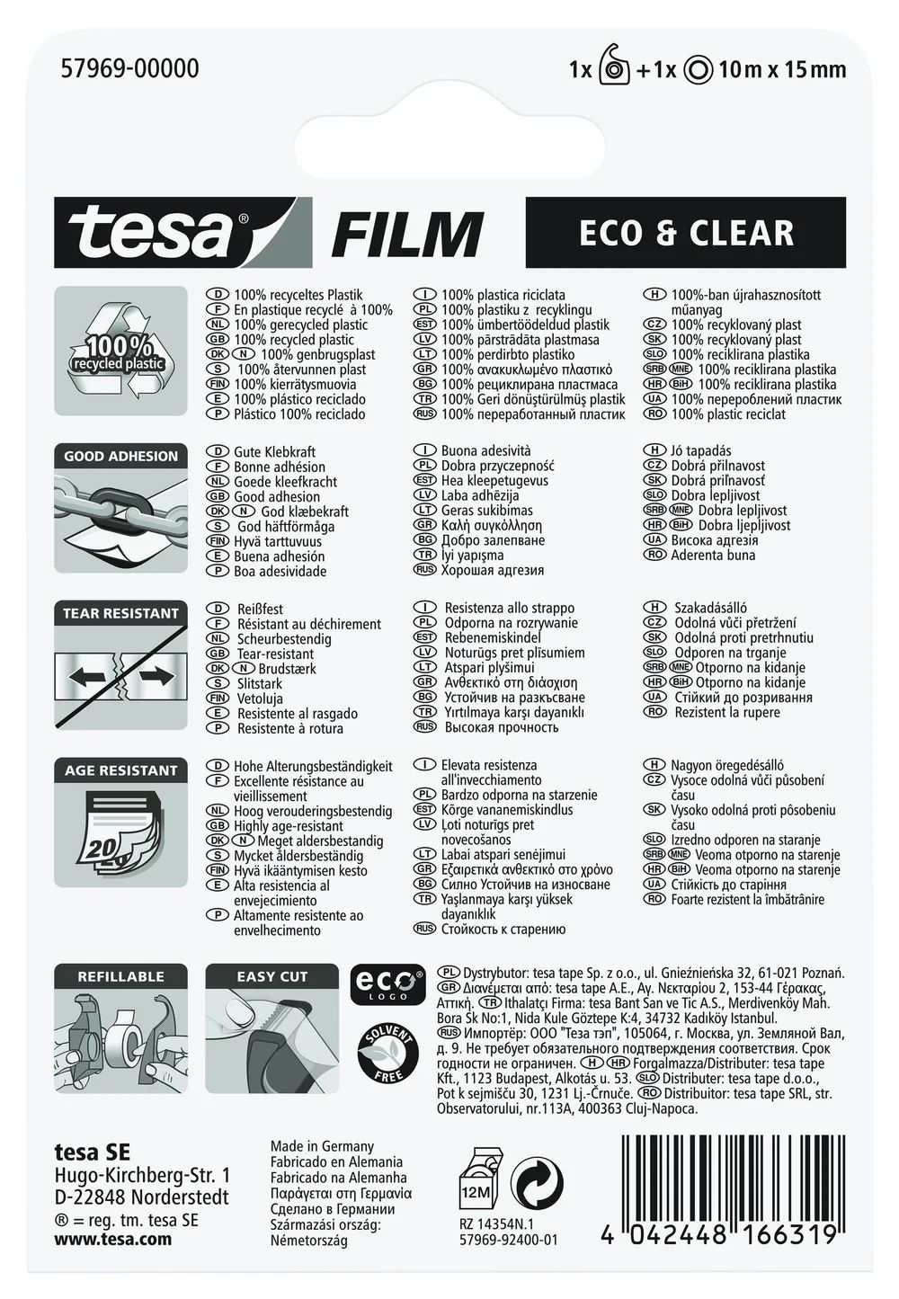 Tesa 57969-00000-00 - 10 m - Transparent - 15 mm - 1 Stück(e)