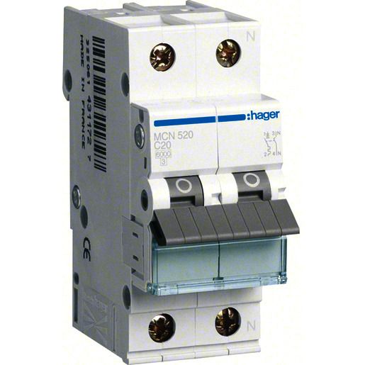 Hager LS-SCHALTER 1P+N 20A-C 6KA2PLE / HAGER MCN520