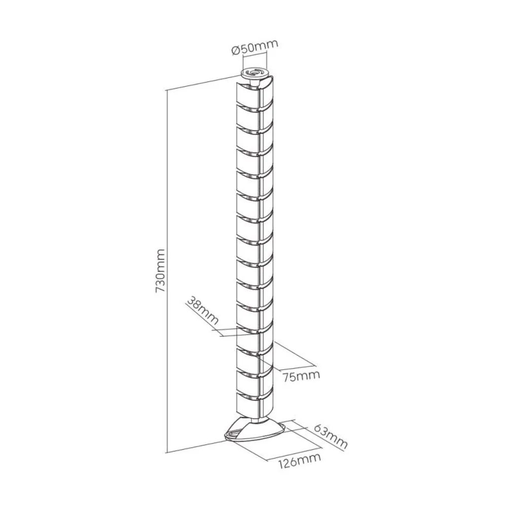 InLine Kabelkanal flexibel - vertikal für Tische - 2 Kammern - 0,80m - schwarz