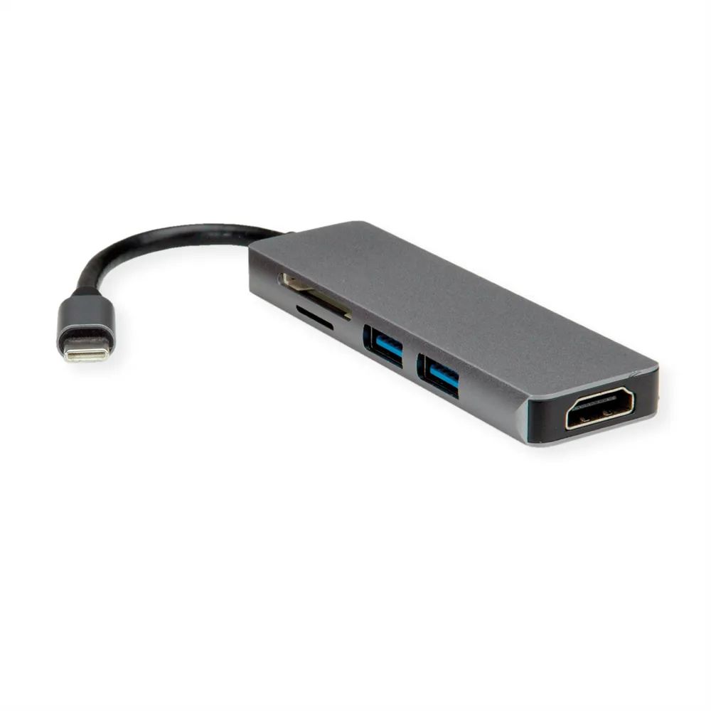 ROLINE Dockingstation USB Typ C, 4K HDMI, 2x USB3.2 Gen1 (Typ A), SD/MicroSD