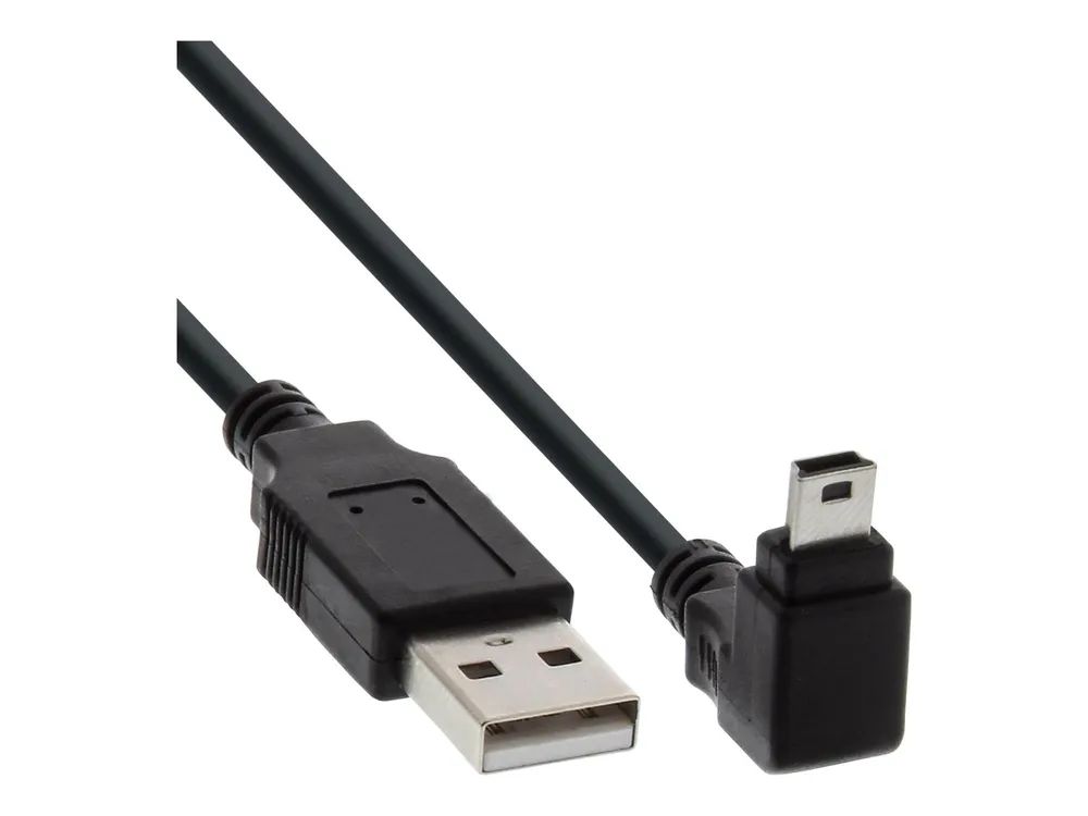 InLine USB 2.0 Mini-Kabel - ST A/Mini-B ST 5pol - unten abgew. 90° - schwarz - 2m