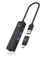 ICY BOX IB-HUB1439-LAN - Kabelgebunden - USB 3.2 Gen 1 (3.1 Gen 1) Type-A - 1000 Mbit/s - IEEE 802.1Q - IEEE 802.1as - IEEE 802.1p - IEEE 802.3 - IEEE 802.3az - IEEE 802.3u - IEEE 802.3x - Schwarz - 5 Gbit/s