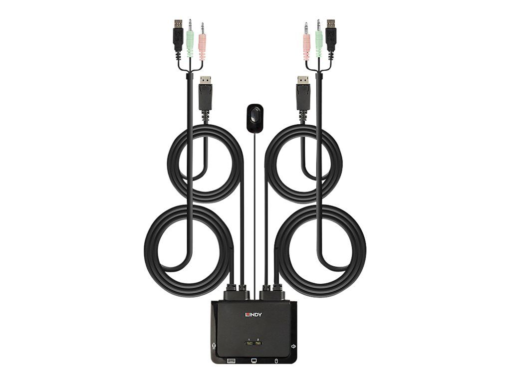 Lindy 2 Port DisplayPort 1.2, USB 2.0 & Audio Cable KVM Switch