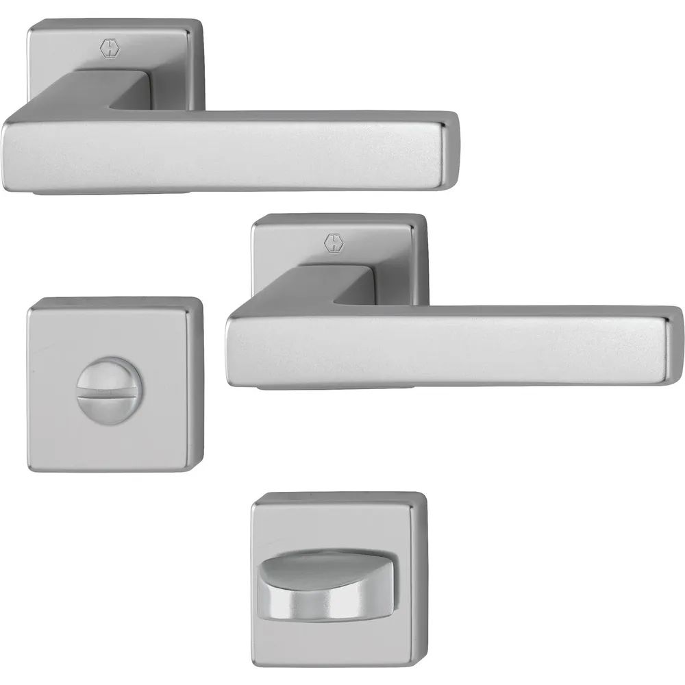 Hoppe Drückergarnitur AUSTIN - auf Rosette WC, Aluminium Edelstahl Effekt