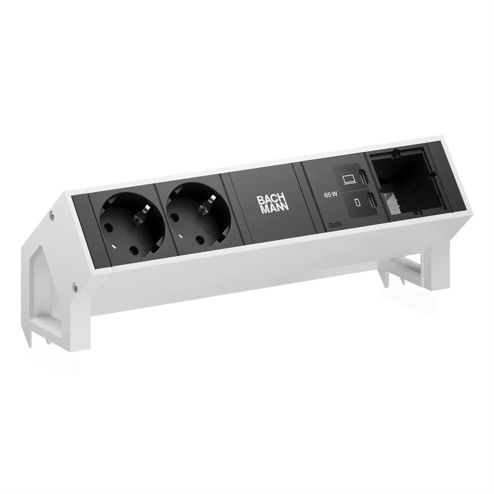 BACHMANN DESK2 2xCEE7/3 1xUSB C/C 65W, 1xCM L=0,2m RAL9010