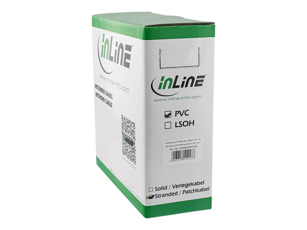 InLine Patchkabel Cat.6 S/FTP (PiMf) - schwarz - AWG27 - PVC - CU - 100m