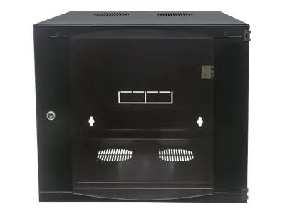 Intellinet Network Cabinet, Wall Mount (Double Section Hinged Swing Out), 12U, Usable Depth 385mm/Width 465mm, Black, Flatpack, Max 30kg, Swings out for access to back of cabinet when installed on wall, 19", Parts for wall install (eg screws/rawl plu