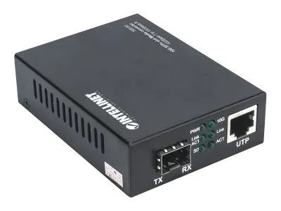 Intellinet 10GBase-T to 10GBase-R Media Converter, 1 x 10 GB SFP+ Slot, 1 x 10GB RJ45 Port