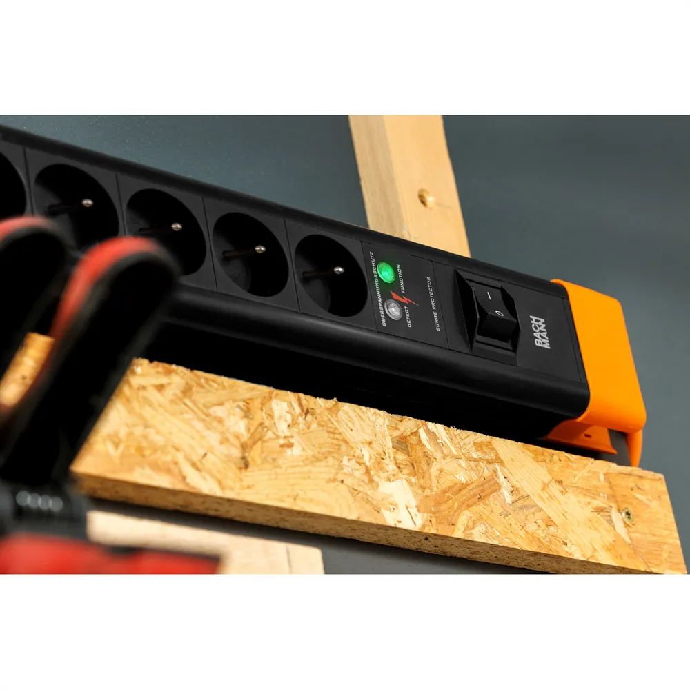 BACHMANN CONNECTUS 6xUTE, 1xSchalter 2,0m CEE7/7 Schwarz/Orange