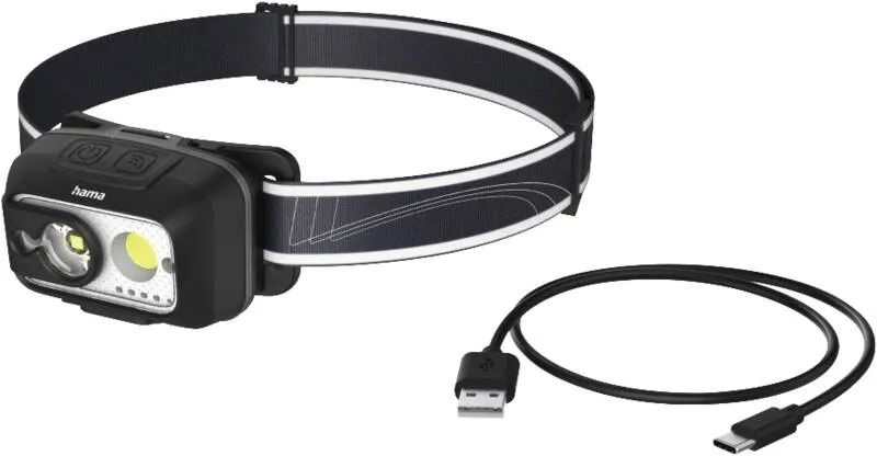 Hama LED-Stirnlampe "HL500-C", mit Akku, Kopflampe zum Joggen, Arbeiten, 4 Modi