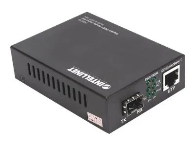 Intellinet Gigabit PoE+ Media Converter, 1 x 1000Base-T RJ45 Port to 1 x SFP Port, PoE+ Injector - Medienkonverter - 1GbE - 10Base-T, 100Base-TX, 1000Base-T - RJ-45 / SFP (mini-GBIC)