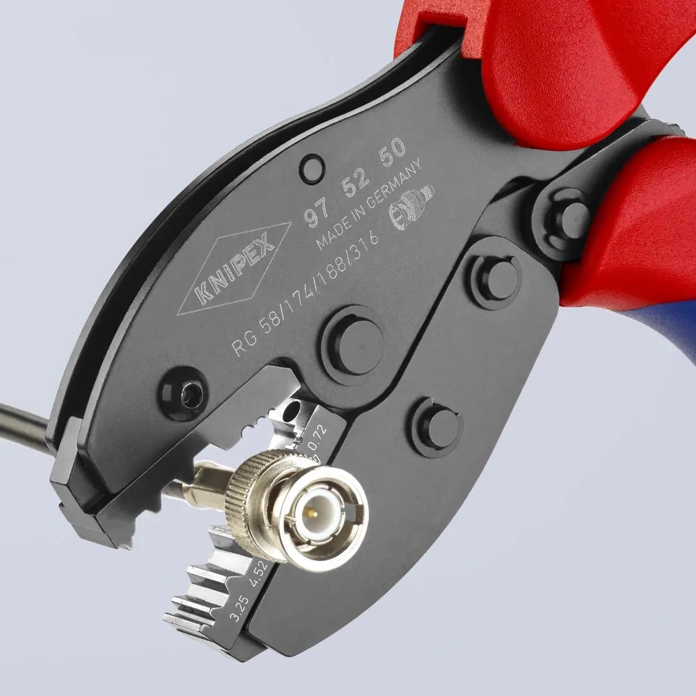 KNIPEX PreciForce® Crimpzange mit Mehrkomponenten-Hüllen brüniert 220 mm