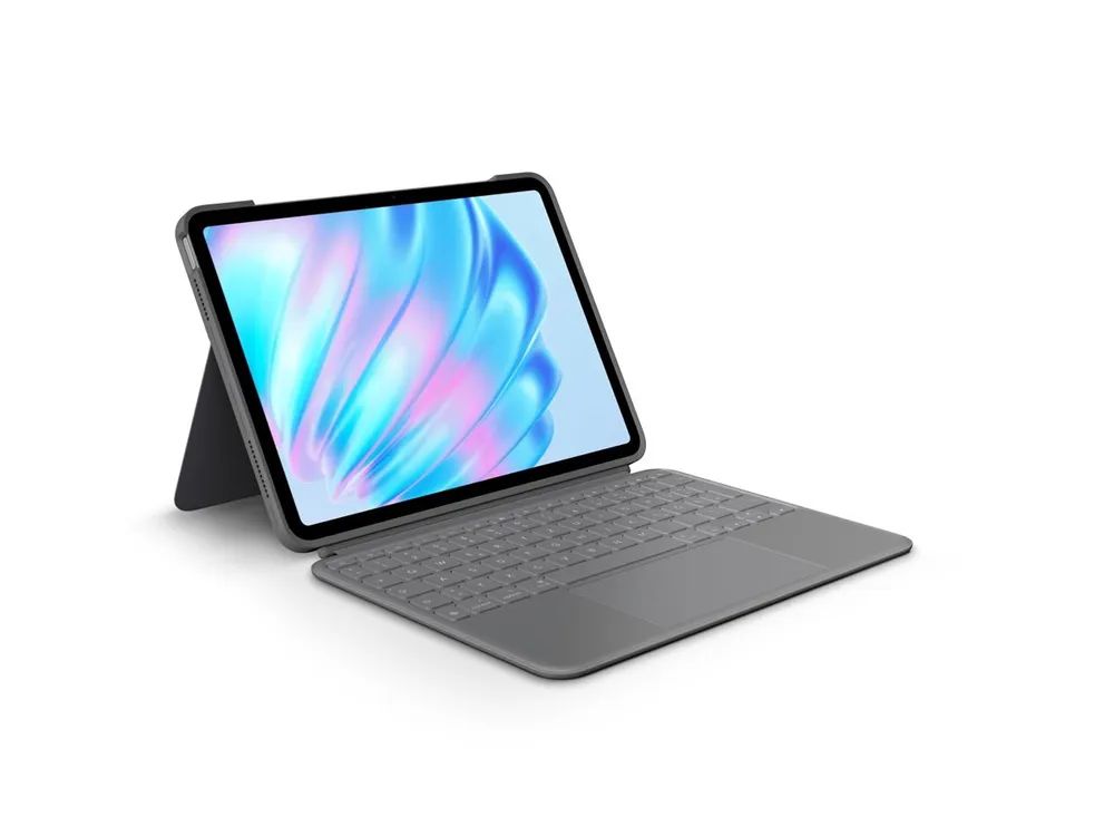 Logitech Combo Touch - Tastatur und Foliohülle - mit Trackpad - hintergrundbeleuchtet - Apple Smart connector - QWERTY - Italienisch - Oxford Gray - für Apple 11-inch iPad Air (M2, M3)