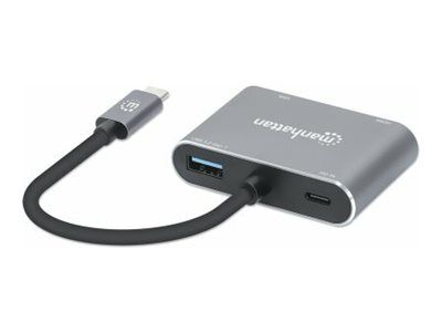 Manhattan USB-C Dock/Hub, Ports (x4): HDMI, USB-A, USB-C and VGA, With Power Delivery (87W)
