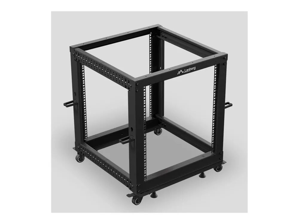 Lanberg Schrank offener Rahmen - 600 x 600 - 1100, verstellbar - RAL 9004, Schwarz - 12U - 48.3 cm (19")
