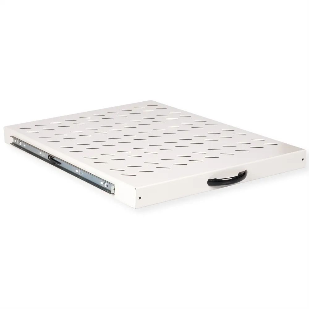 ROLINE Rack-Schieberegal - 550 mm tief, Tragfähigkeit 25 kg - RAL 7035, Hellgrau - 1U - 48.3 cm (19")