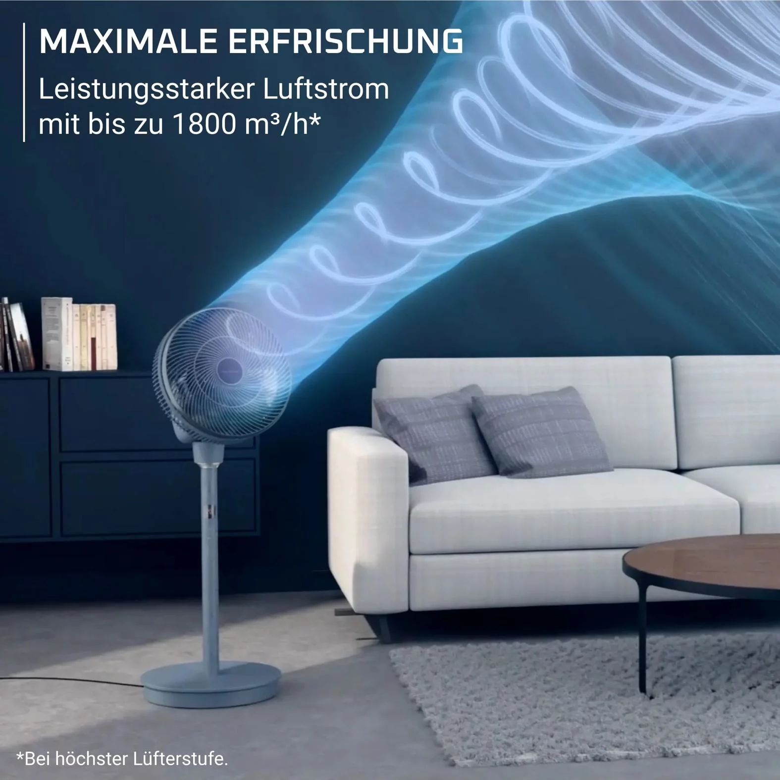 Rowenta QV5041 Standventilator Turbo Swift Silence - Blaugrau
