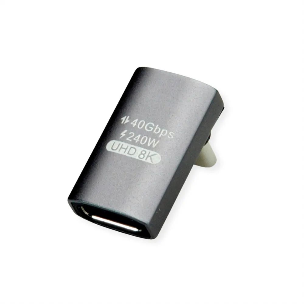 ROLINE USB4 Gen 3x2 Adapter Typ C ST/BU, Aluminium, 90°, breit, silberfarben