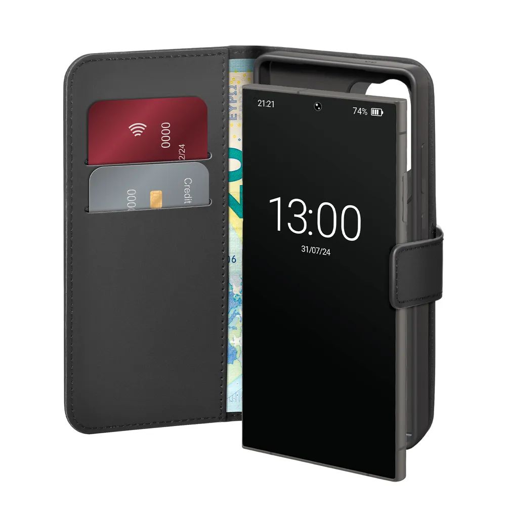 PURO WALLET STAND Bookcase für Galaxy S25 ULTRA, schwarz