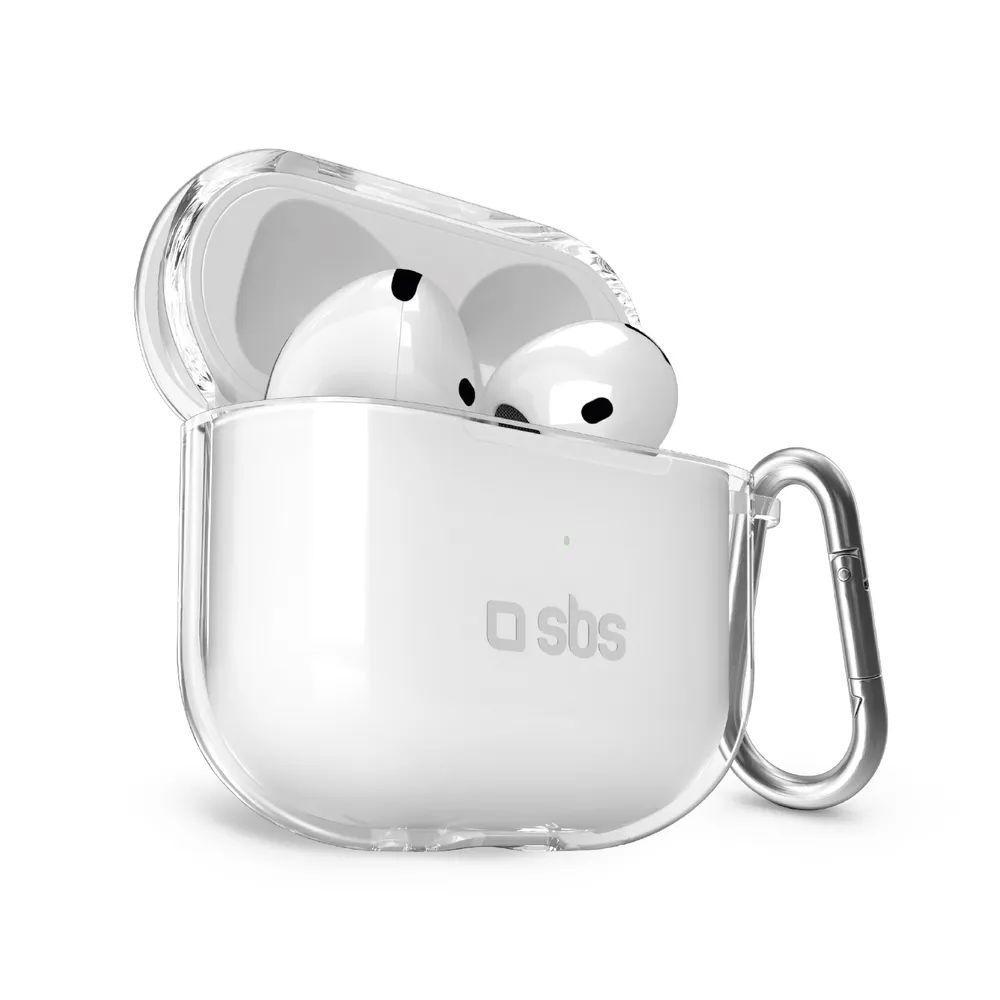 SBS TPU Schutzhülle für AirPods 4 mit Metallclip, transparent