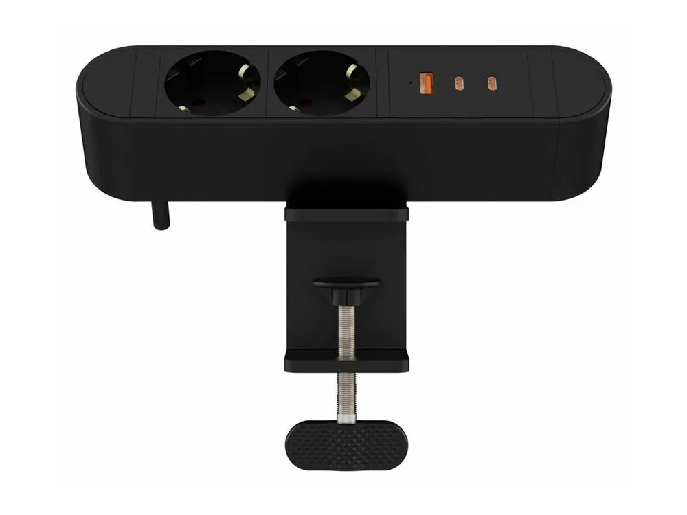 MicroConnect Steckdosenleiste (Klemmbefestigung) - 5 / 9 / 12 / 15 / 20.3 V - 67 Watt - Eingabe, Eingang power CEE 7/7 - Ausgangsanschlüsse: 5 (2 x CEE 7/7, USB, 2 x USB-C)