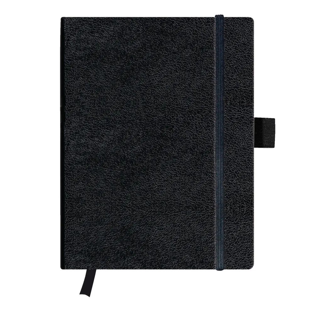 herlitz Notizbuch Classic mit Leseband und Faldtasche, 96 Blatt, kariert, schwarz