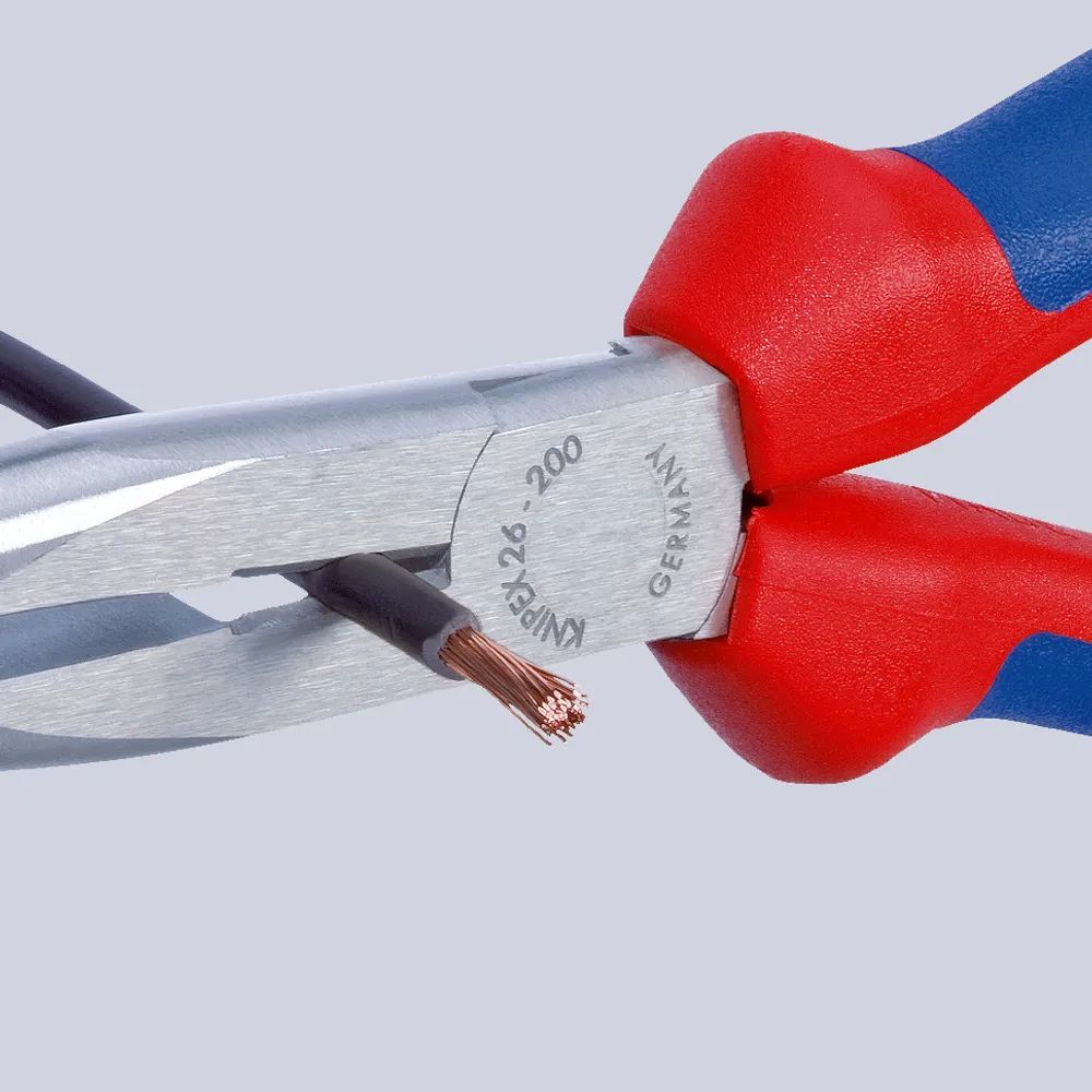 KNIPEX Flachrundzange mit Schneide (Storchschnabelzange) mit Kunststoff überzogen schwarz atramentiert 200 mm