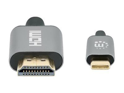 Manhattan USB-C to HDMI Cable, 4K@60Hz, 1m, Black, Male to Male, Three Year Warranty, Polybag - Adapterkabel - 24 pin USB-C männlich zu HDMI männlich - 1 m - Doppelisolierung - Schwarz - unterstützt 4K 60 Hz (3840 x 2160)