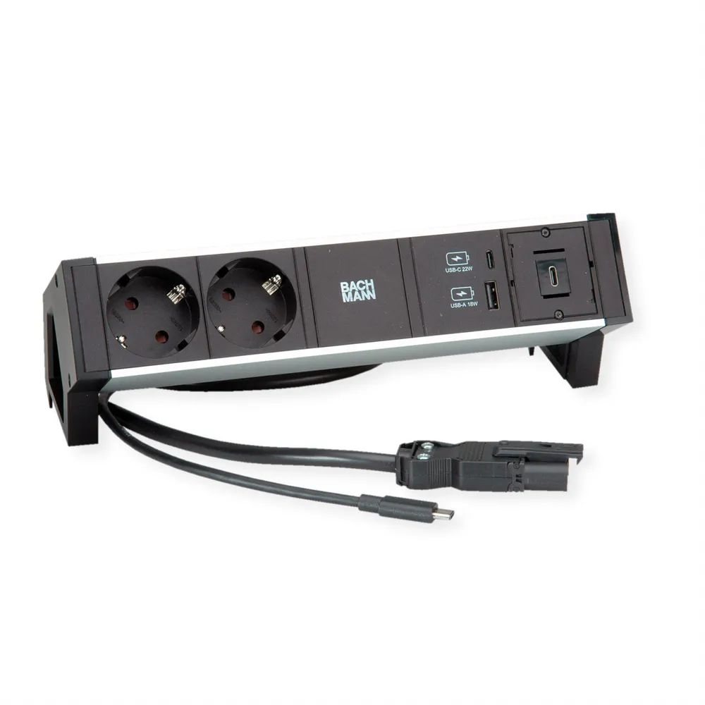 BACHMANN DESK2 2x Schutzkontakt, 1x USB-C, USB Charger A&C 22W, GST18