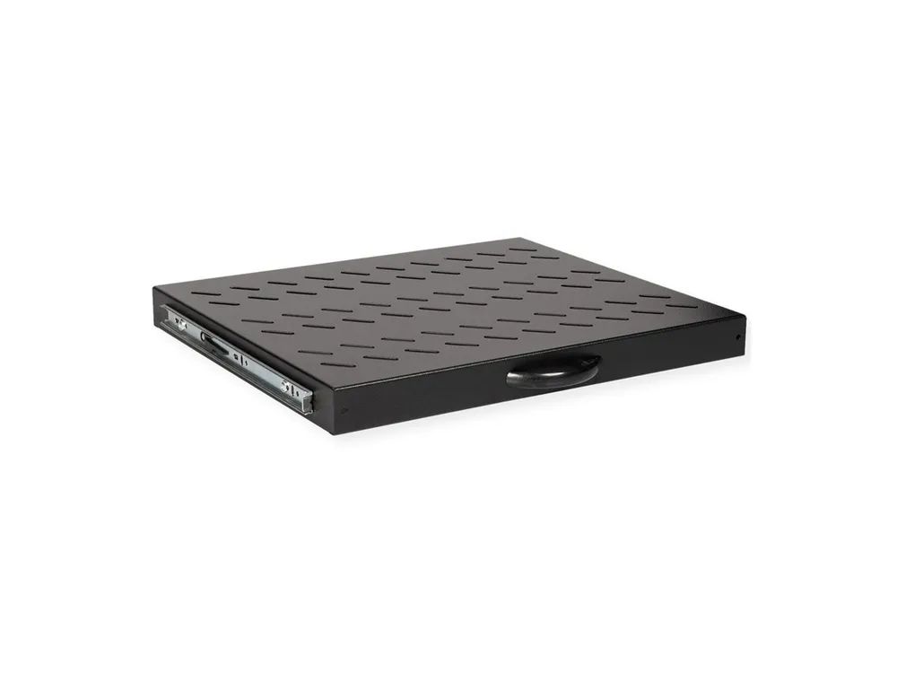 ROLINE Rack-Schieberegal - 350 mm tief, Tragfähigkeit 25 kg - RAL 9005, Jet Black - 1U - 48.3 cm (19")