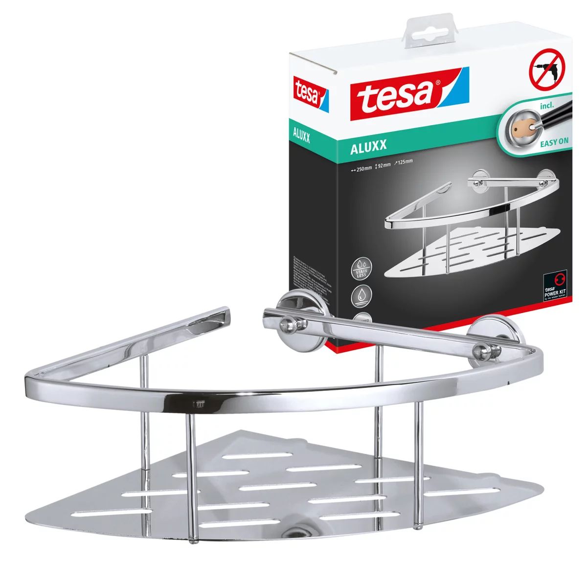 tesa® ALUXX Eckkorb Einzel, verchromt, selbstklebend