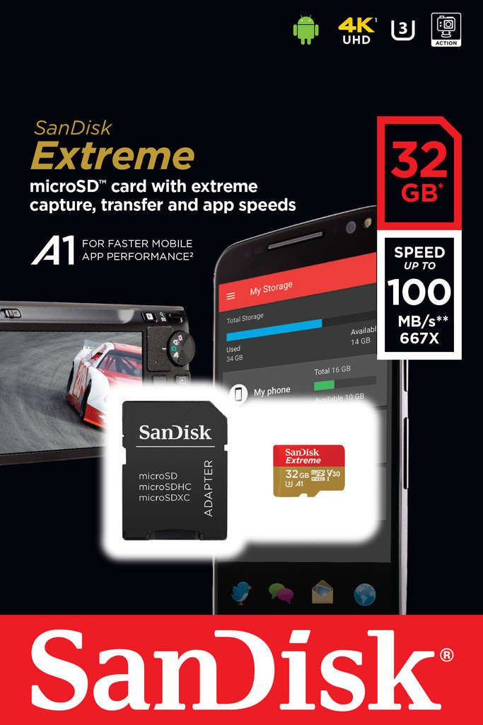 SanDisk Extreme - Flash-Speicherkarte (microSDHC/SD-Adapter inbegriffen)