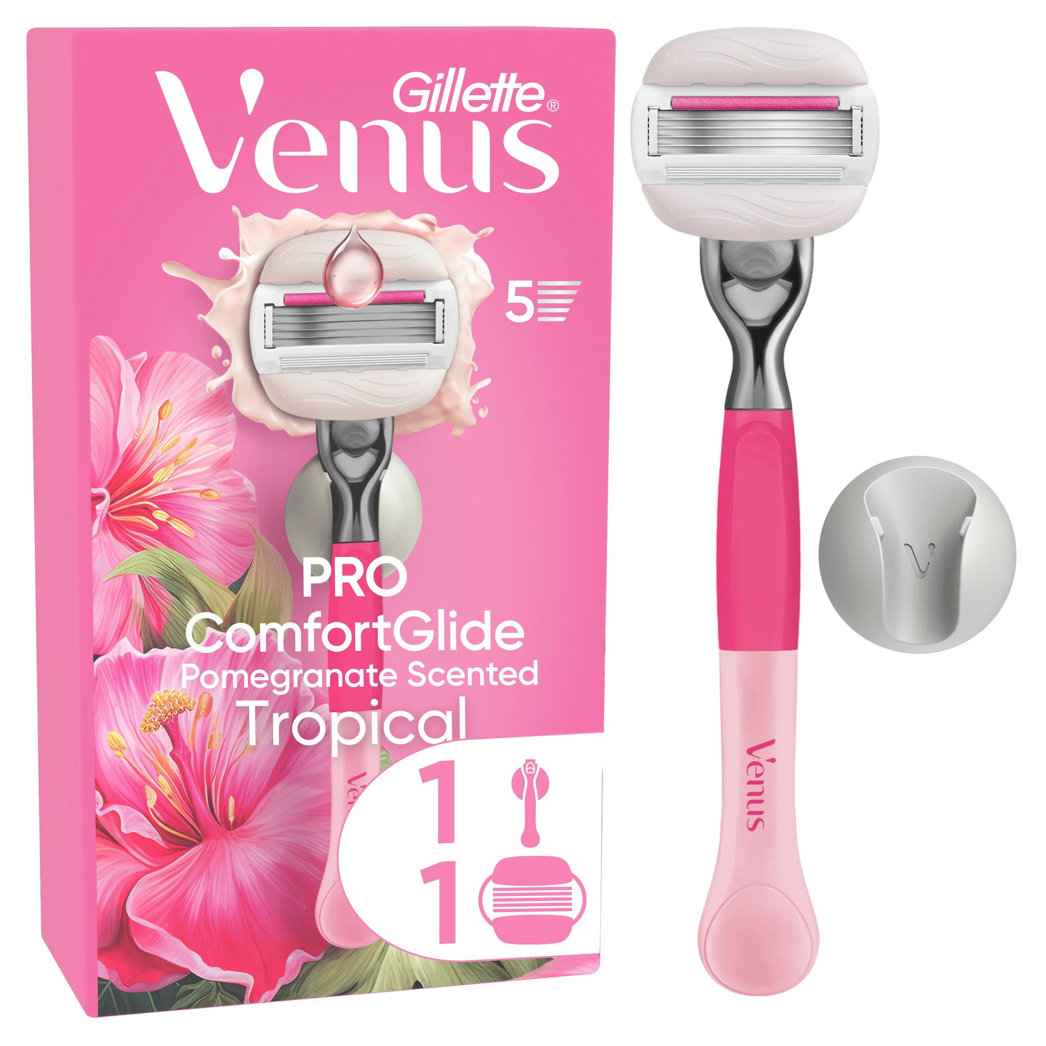 Gillette Venus Pro Comfortglide Tropical Rasierapparat 1 Klinge+Duschhänger