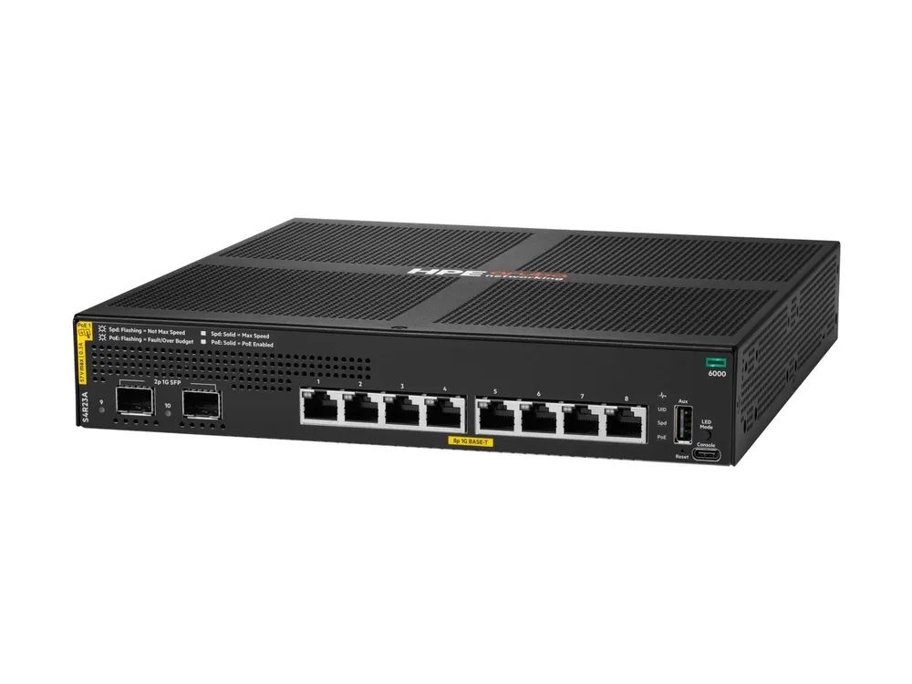 HPE Aruba Networking CX 6000 8p 10M/100M/1G Class4 PoE 2p SFP 1G 67W Switch - Switch - managed - 8 x 10/100/1000 (PoE+)