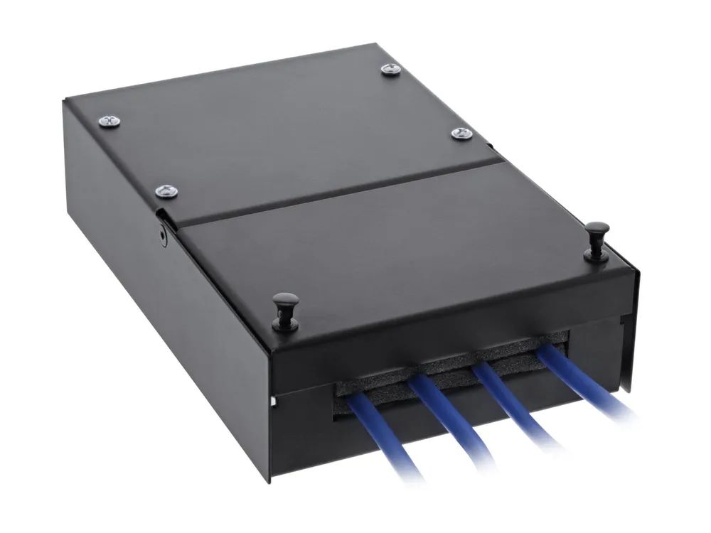 InLine Anschlussdose Aufputz für 4x Keystone RJ45 Buchse - Metall - schwarz