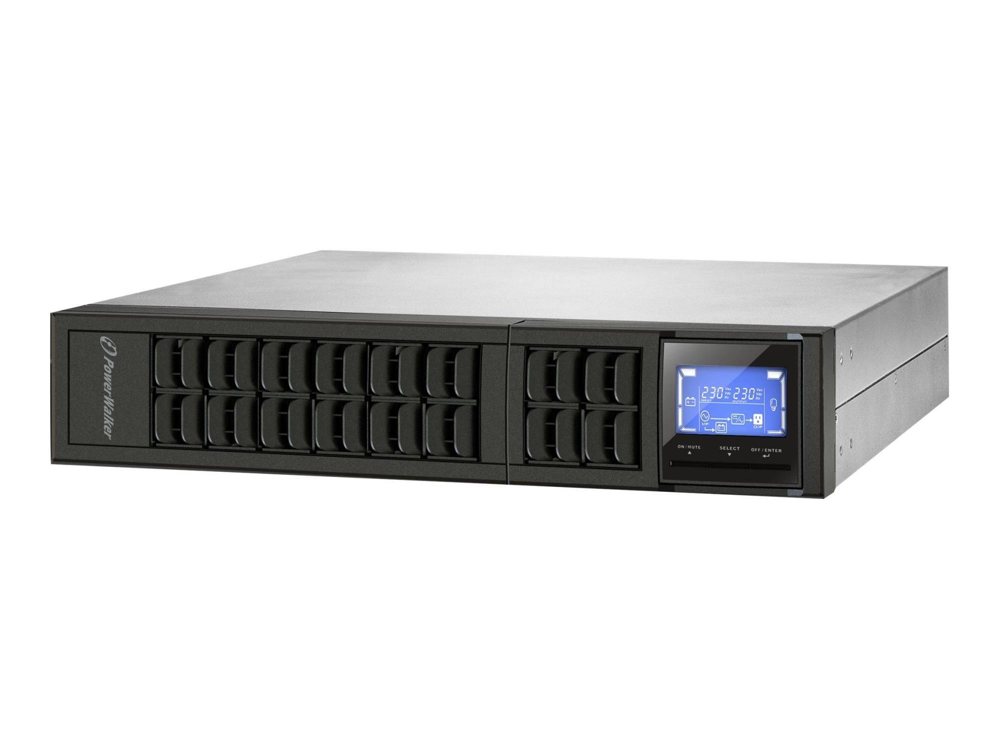 BlueWalker PowerWalker VFI 2000CRM LCD - USV (in Rack montierbar/extern) - 1600 Watt - 2000 VA - 9 Ah - RS-232, USB - Ausgangsanschlüsse: 4 - 2U - 48.3 cm (19")