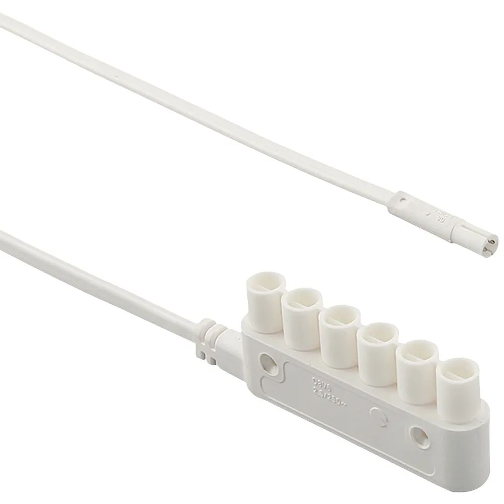 ELEKTRA Verlängerungsleitung-Mini-Stecker 230 V, Verteiler 6-fach, Länge 2000 mm