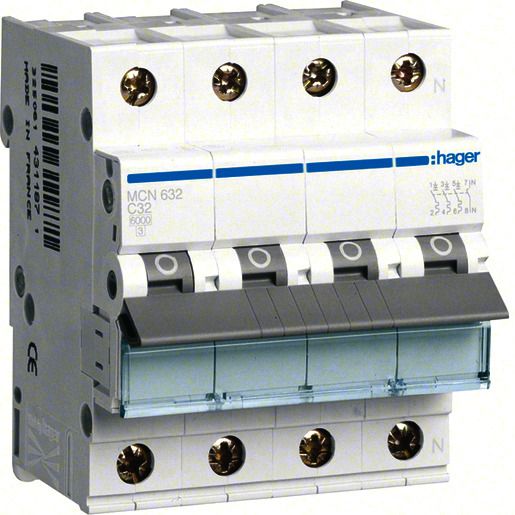 Hager LS-SCHALTER 3P+N 32A-C 6KA4PLE / HAGER MCN632