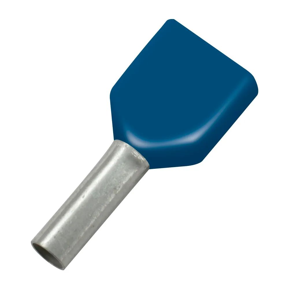 Edler Systems Kabeltechnik GmbH Zwillings-Aderendhülse 0,75x8/15 mit Kragen blau