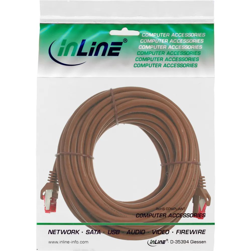 InLine Patchkabel - S/FTP (PiMf) - Cat.6 - 250MHz - PVC - Kupfer - braun - 15m